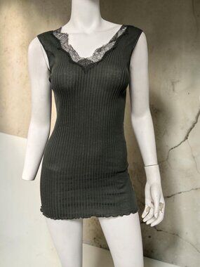 Zimmerli of Switzerland Women's Richelieu Top Dark Shadow New With Tags!Size S
